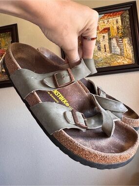 Birkenstock Mayari Leather Sandals Olive Green 38